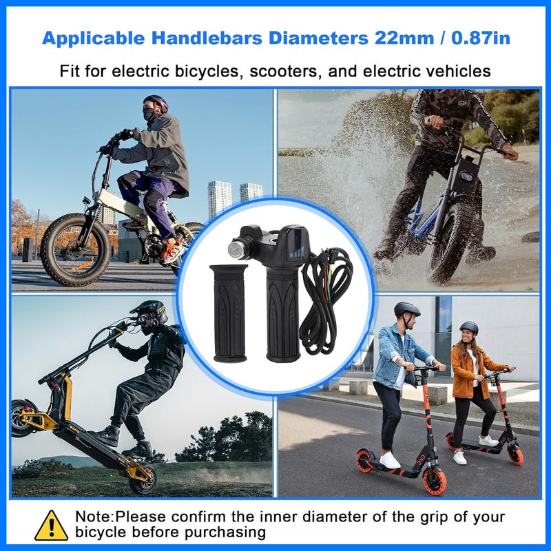 Hizoncore Compatible Fit for Ridstar Q20 Full Twist Throttle 48V, LCD Display with Key Lock, Plug and Play Easy Installation, Universal Electric Bike Throttle Grip for EBike Scooter Motorcycle (with Tie) - Image 5